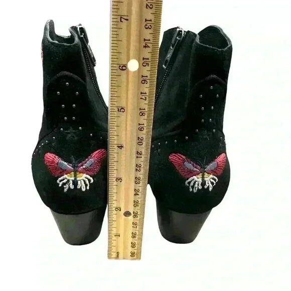 ASH Heidi bootie Floral embroidered black suede leather sole US 6.5 EU 37 EUC - Picture 6 of 13